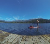 Perros y hombres en el lago. 
